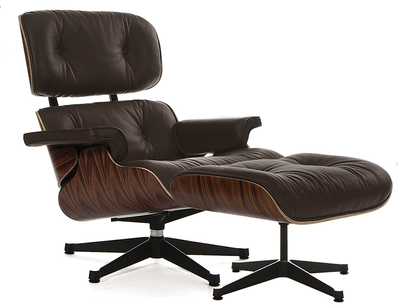 Кресло Eames Style Lounge Chair & Ottoman коричневое /палисандр, на сайте Галерея Офис