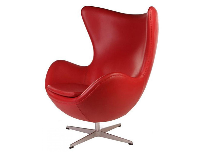 Интерьерное кресло Arne Jacobsen Style Egg Chair красная кожа premium, на сайте Галерея Офис