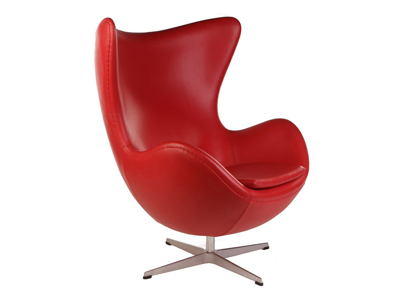 Интерьерное кресло Arne Jacobsen Style Egg Chair красная кожа premium, на сайте Галерея Офис