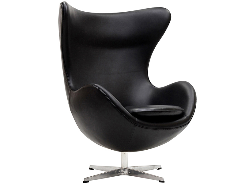 Кресло Arne Jacobsen Style Egg Chair черная кожа