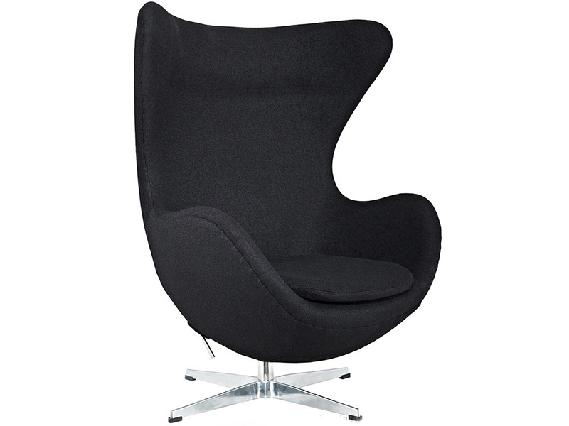 Кресло Arne Jacobsen Style Egg Chair черная шерсть