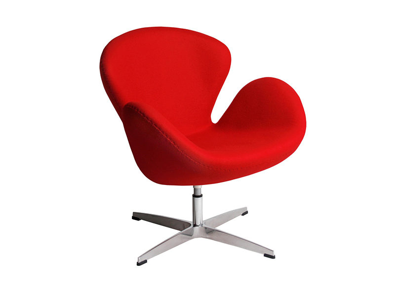Кресло Arne Jacobsen Style Swan Chair красная шерсть