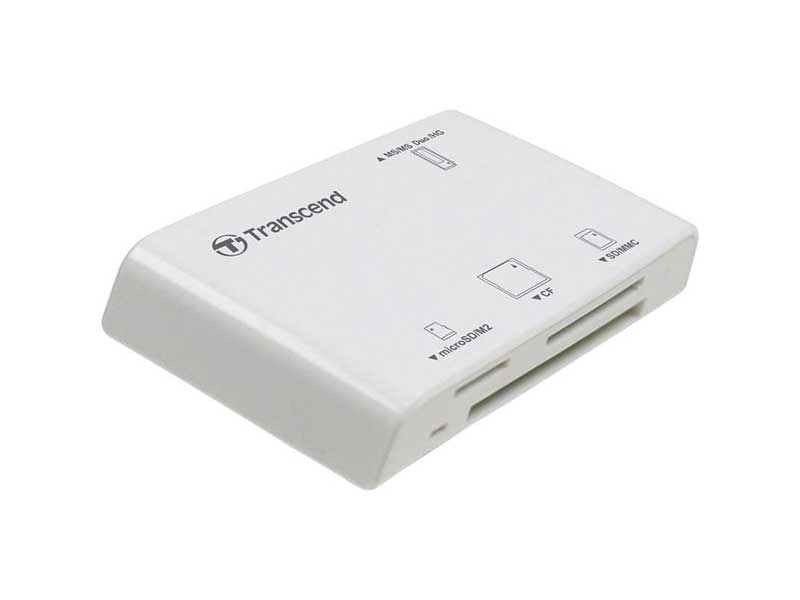Картридер Transcend RDP8/ all-in-1/ USB 2.0/ Белый (TS-RDP8W)